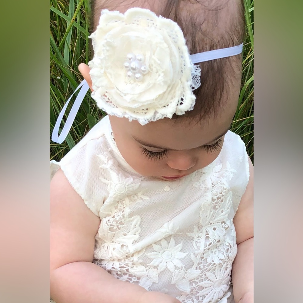 Lace floral tie back headband
